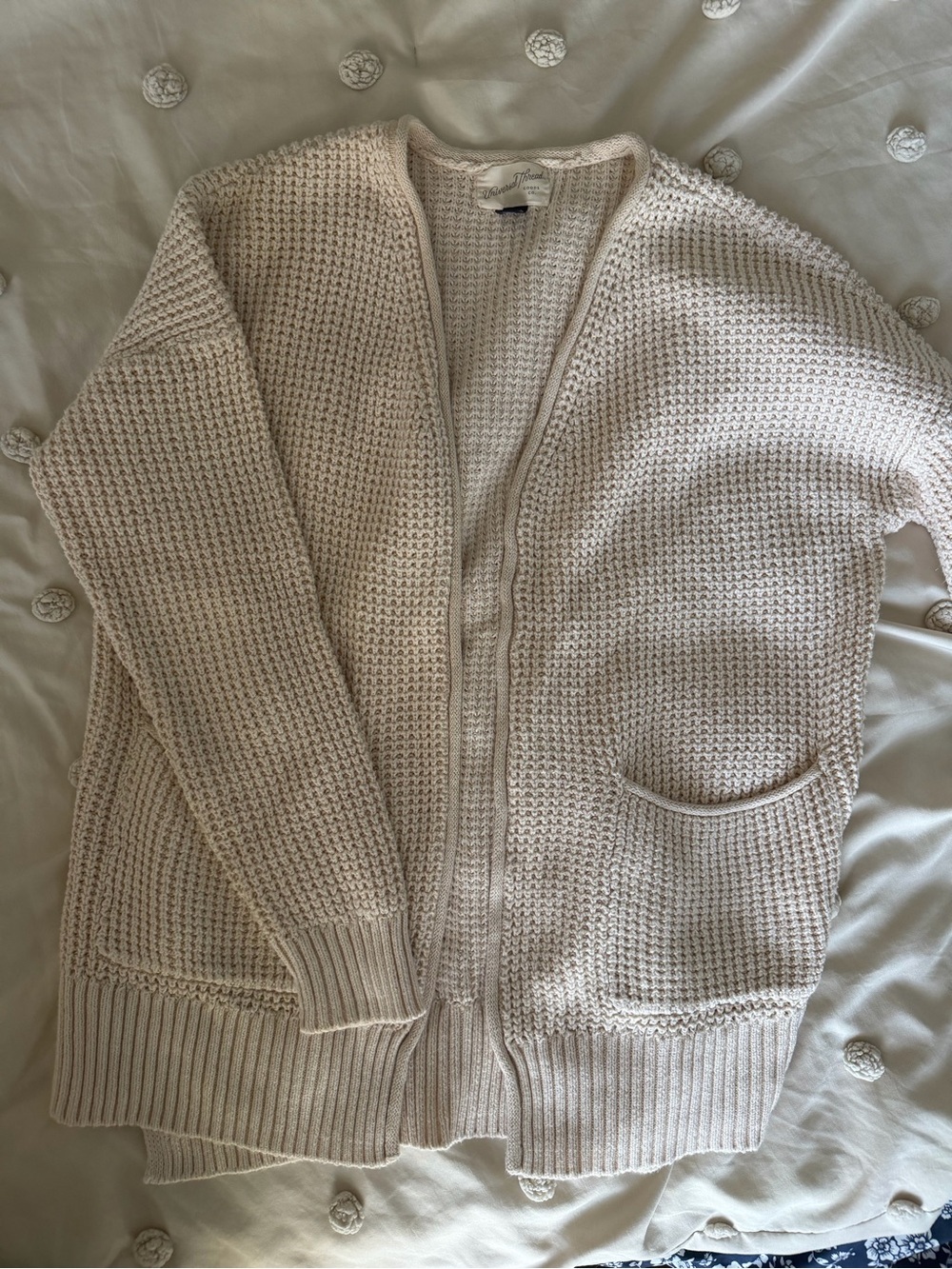 Universal Thread Cream Open-Front Knit Cardigan with Pockets